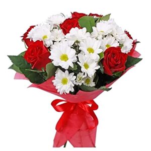 Red Rose and White Chrysanthimum
